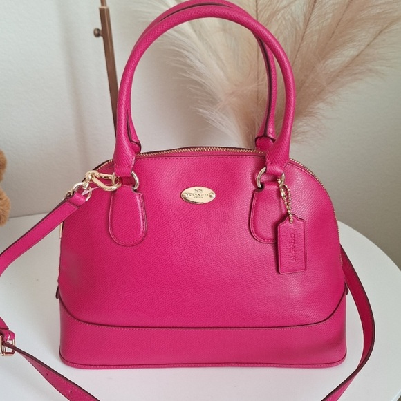 Coach F25671 Peyton Cora Domed Saffiano LeatherSatchel in Pink 12x9x5 - Picture 1 of 16